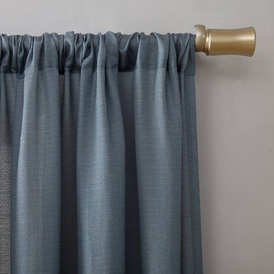 63" Denim Blue Linen Blend Semi-Sheer Rod Pocket Curtain Panel