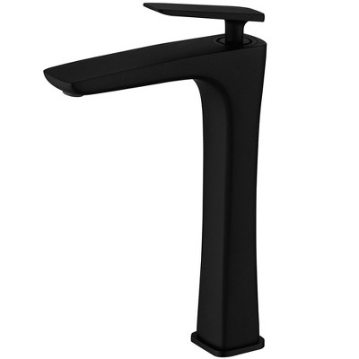 BWE Single Hole Single Handle Bathroom Vessel Sink Faucet With Supply Hose in Matte Black