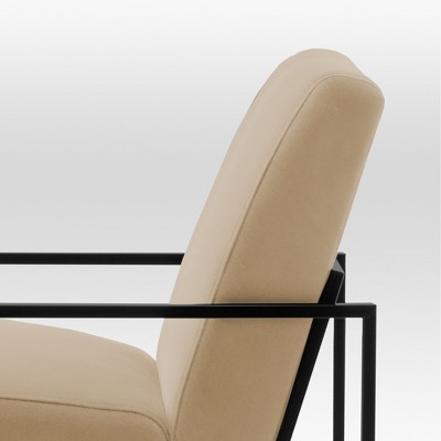Brown Velvet Metal Frame Modern Accent Chair