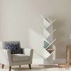 Basicwise Modern 9-Tier Wooden Tree Bookshelf Vertical Book Storage Rack Design Space-Saving Floor Standing Bookcase for Living Room Bedroom or Study - 3 of 4