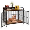 Homhougo Dog Crate Furniture, Dog Crate Indoor with Adjustable Height Rotating Feeder Brown - 4 of 4
