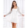 Coolmee Women's Mesh Ruffle Long Sleeve Square Neck Dress High Waist A Line Flowy Casual Party Mini Dress - 3 of 4