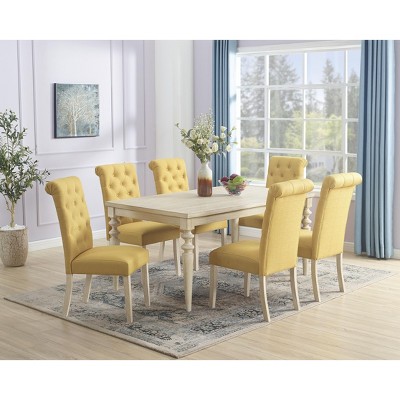 NicBex 7 Pieces Dining Table & Chairs Set for 6,Modern Kitchen Table and 6 Tufted Chairs with Wood Frame,Easy Assembly