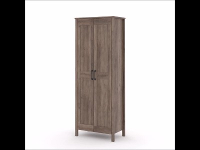 Tall Rustic Pine 2-Door Storage Cabinet with Adjustable Shelves