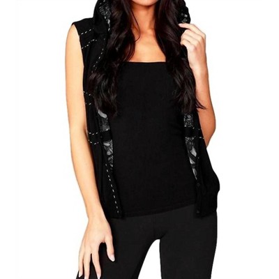 Women's Abstract Stitch Reversible Hooded Vest - ANGEL