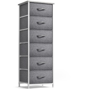 Sorbus Narrow 6 Drawers Nightstand with Steel Frame, Wood Top, Easy Pull Fabric Bins for Home, Bedroom, Office & Dorm - 1 of 4