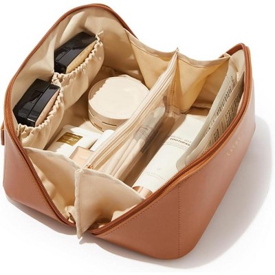 Travel Makeup Bag,Large Capacity Cosmetic Bags for Women,Waterproof Portable Pouch Open Flat Toiletry Bag