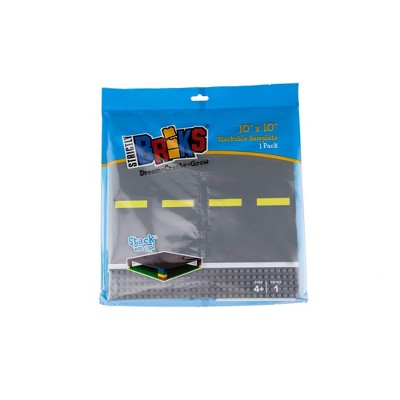 Strictly Briks Building Blocks Road Plates 10x10", 1 Pack Kids Brick Baseplates Compatible with All Major Brands, 1 Straight Road