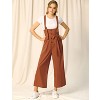 Allegra K Women's High Waist Wide Leg Belted Button Long Overalls Jumpsuit - 3 of 4