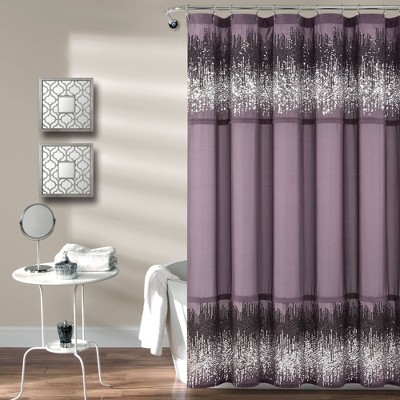 Single Shimmer Sequins Shower Curtain Purple/Gray - Lush Décor