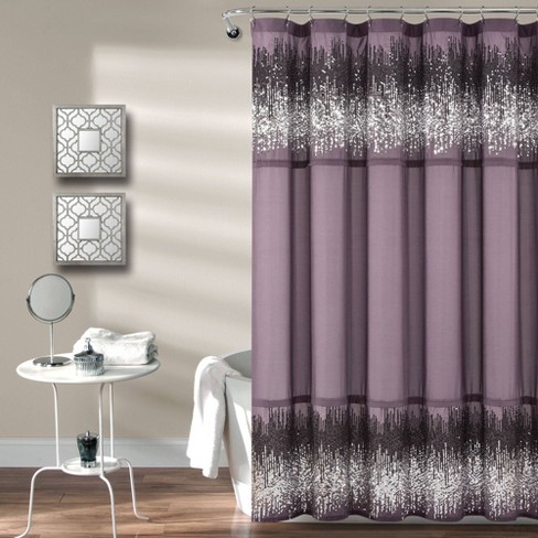 Lush Decor 72 in. x 72 in. Leah Shower Curtain Gray/Purple Single