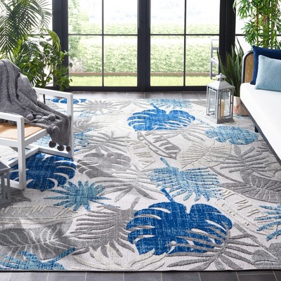 Gray Floral Synthetic 8' x 10' Non-slip Rectangular Rug