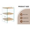 Vynxaria 3-Tier Bedside Table: MDF Top with White Finish, Transparent Tempered Glass Legs & Storage for Home/Office - 2 of 4