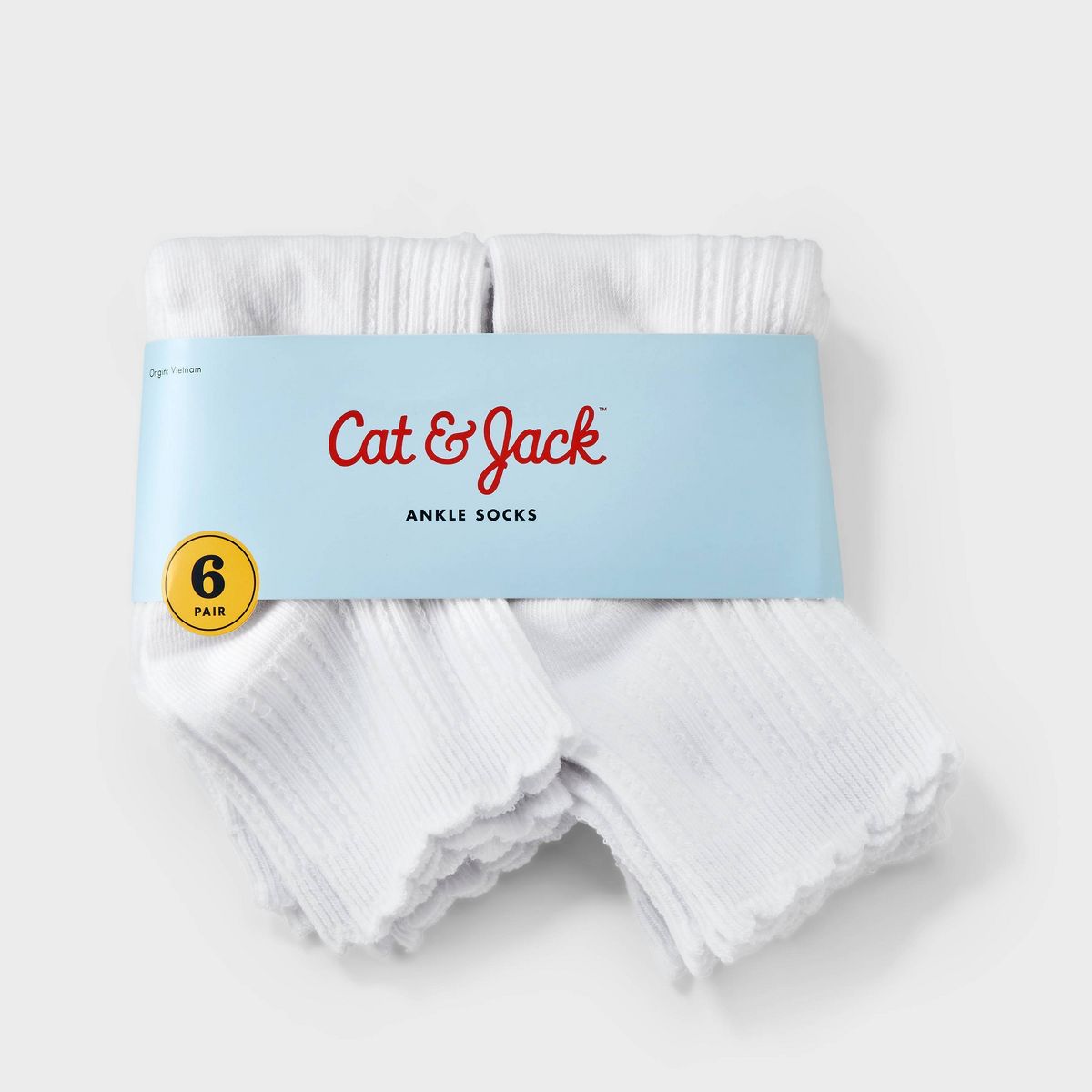 Girls' 6pk Pointelle Texture Scallop Edge Ankle Dress Socks - Cat & Jack™ White - thumbnail 2