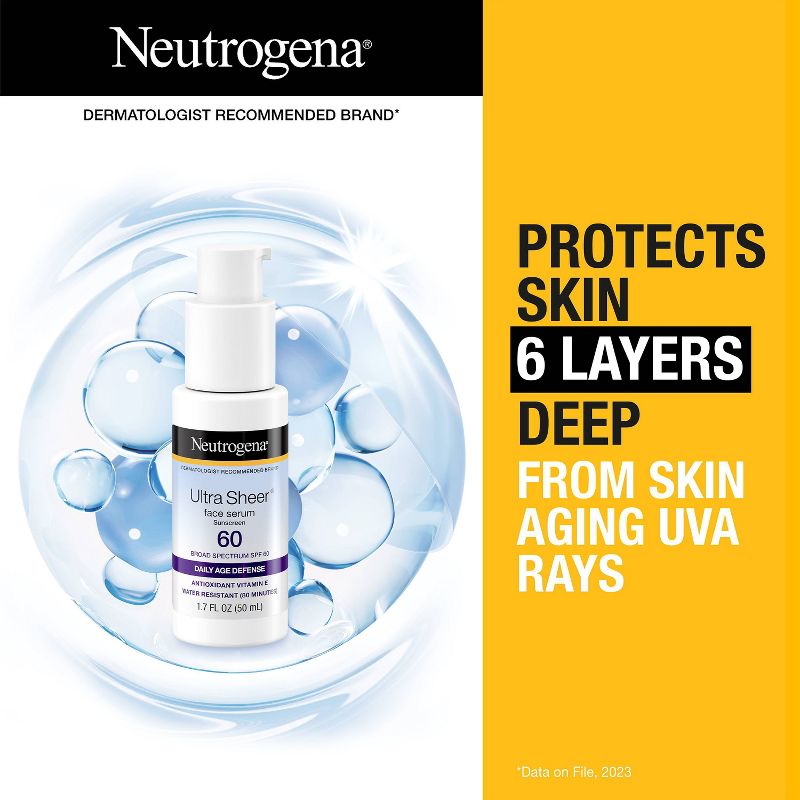 Neutrogena Ultra Sheer Moisturizing Sunscreen Serum - SPF 60 - 1.7 fl oz, 5 of 13