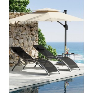 Outdoor Chaise Lounge Chairs Set of 2 with 3-Position Backrest, Aluminum Pool Chaise Lounges - 1 of 4