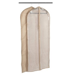 Household Essentials Hanging Zippered Garment Storage Bag with Clear Vision Front Set of 2 Latte Brown: Polyester, 56" Height, 70 Volume Capacity - 1 of 4