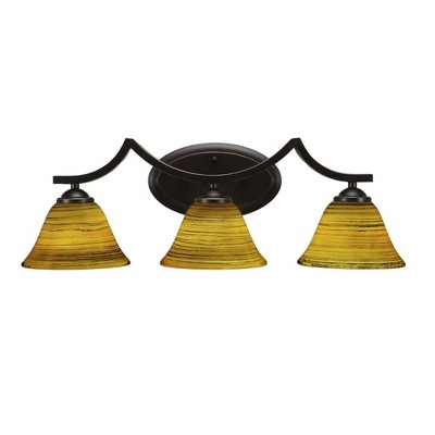 Toltec Lighting Zilo 3 - Light Vanity in  Dark Granite with 7" Firré Saturn Shade