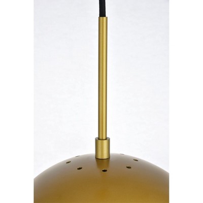 Brass and Clear Glass Adjustable Pendant Light with Black Cord