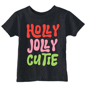 Toddler Funny T Shirts Holly Jolly Cutie Sarcastic Christmas Graphic Novelty Tee For Young Kids - Crazy Dog Toddler T Shirt Gift For Christmas - 1 of 4