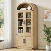 Arched Bookcase with Doors Tall Bookshelf Display Storage Shelves 71.4in Deep Wooden Cabinet Farmhouse Bookcases - 3 of 4