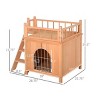 LAOTIES 2 Level Wooden Outdoor Cat House,Dog Shelter with Lockable Door,Balcony,Stairs - 2 of 4