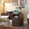 Nightstand with Charging Station, 20" Farmhouse End Table w/Groove Barn Door & Adjustable Shlef for Bedroom - 3 of 4
