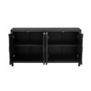 Sideboard Buffet Cabinet, Wooden Floor Storage Console Table, Sideboard Cabinet W/4 Honeycomb Pattern Designed Doors For Entryway Dining Room, Blue - 3 of 4