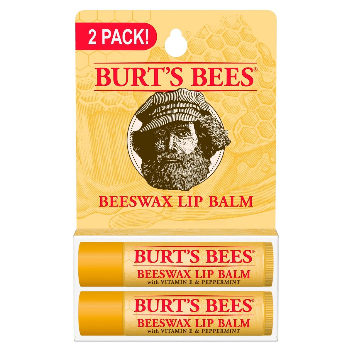 Burt's Bees Beeswax Lip Balm, 2-Pack