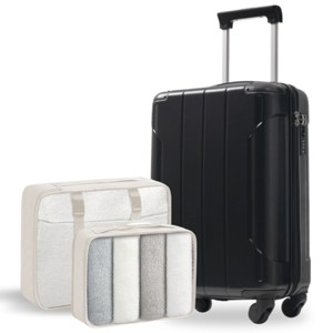 Syemin Bag and Luggage Sets 20-Inch Hardshell Carry-On Luggage, Lightweight Durable ABS Suitcase with Spinner Wheels, Black, 13.8"*21.5"*8.3" - 1 of 4