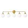 POWLIG 38.9" Gold 5-Light Dimmable Vanity Light – Modern Bathroom Fixture with 5.9" Opal Glass Globes - 2 of 4