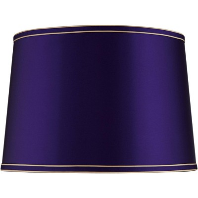Springcrest Dark Purple Medium Drum Lamp Shade with Gold Trim 14" Top x 16" Bottom x 11" High (Spider) Replacement with Harp and Finial