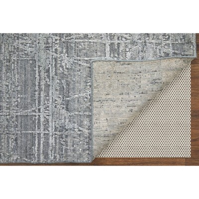 Gray Abstract Hand-Knotted Wool and Viscose Area Rug, 8' x 10'