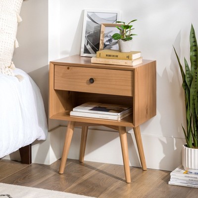 NicBex 2 Drawers Nightstand with Round Knobs,Bedside Table with Storage Space,Mid-Century Modern Side Table for Bedroom