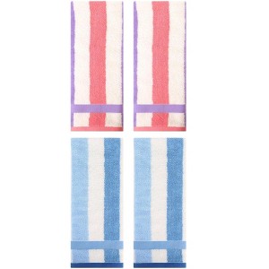REGALWOVEN Striped Absorbent Soft Cotton Hand Towels for Bathroom 4 Pack - 1 of 4