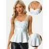 Allegra K Women's Metallic Peplum Spaghetti Strap Cami Tank Tops - image 2 of 4