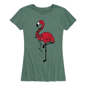 Women's - Instant Message - Holiday Flamingo Short Sleeve Graphic T-Shirt - 1 of 4