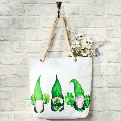 The Lakeside Collection St Patricks Day Totes Gnomes Clovers 17.5"W x 4.5"D x 15.5"H
