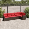 vidaXL 6 Piece Patio Sofa Set with Cushions Brown Poly Rattan - 2 of 4