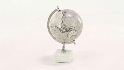 Gray Marble and Metal Modern Decorative Globe