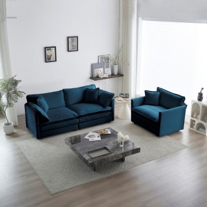 Chenille Upholstered 2-Seater Loveseat & Accent Chair Set, 2-Piece Living Room Sofa Furniture (1+2 Seats) - 1 of 4