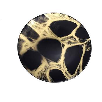 Classic Touch Set of 4 Black and Gold Marbleized Chargers