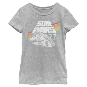 Girls Star Wars Retro 77 Millennium Falcon Stripes T Shirt - 1 of 4