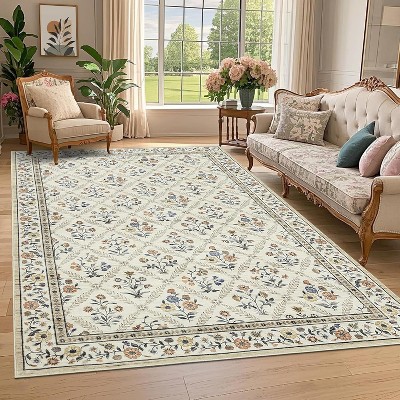 Modern Foldable Area Rug, Low Pile Non-Slip Washable Carpet for Living Room & Bedroom, Soft Indoor Floor Mat