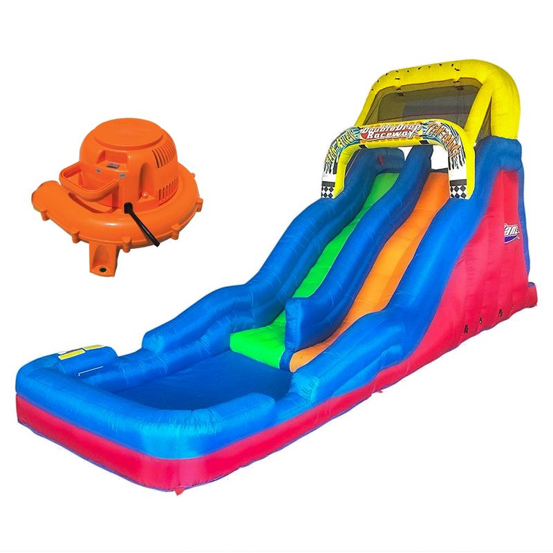 Banzai Double Drop Kids 2 Lane Raceway Inflatable Outdoor Bounce Water Slide Splash Park with Sprinklers and Climbing Wall for Ages 5-12, 1 of 7
