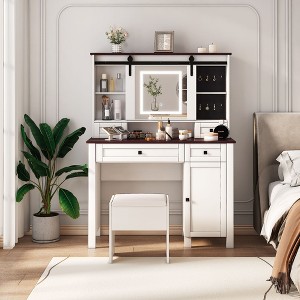CENGHU Vanity with Lights and Mirror, Makeup Desk with Drawers and Cabinet Vanity Desk with Led Light , Makeup Vanity, Vanity Table for Bedroom - 1 of 4