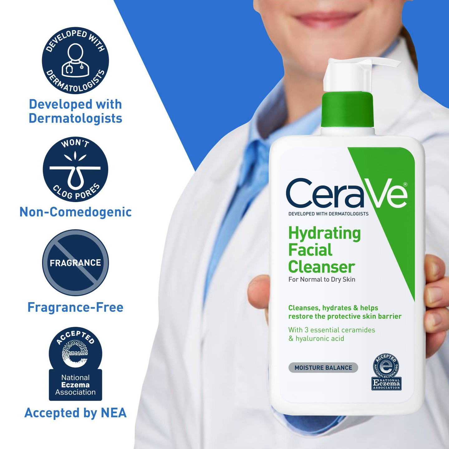 Увлажняющее средство для умывания CeraVe для нормальной и сухой кожи, 16 fl oz — фото 2