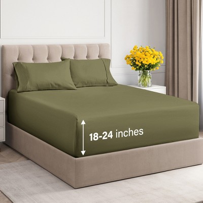 Extra Deep Pocket 4 Piece Sheet Set - Soft Bed Sheets, Fits 18"-24" Mattresses - CGK Linens