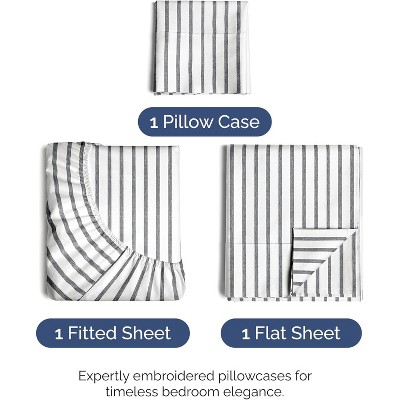 Twin Gray Striped Organic Microfiber Sheet Set