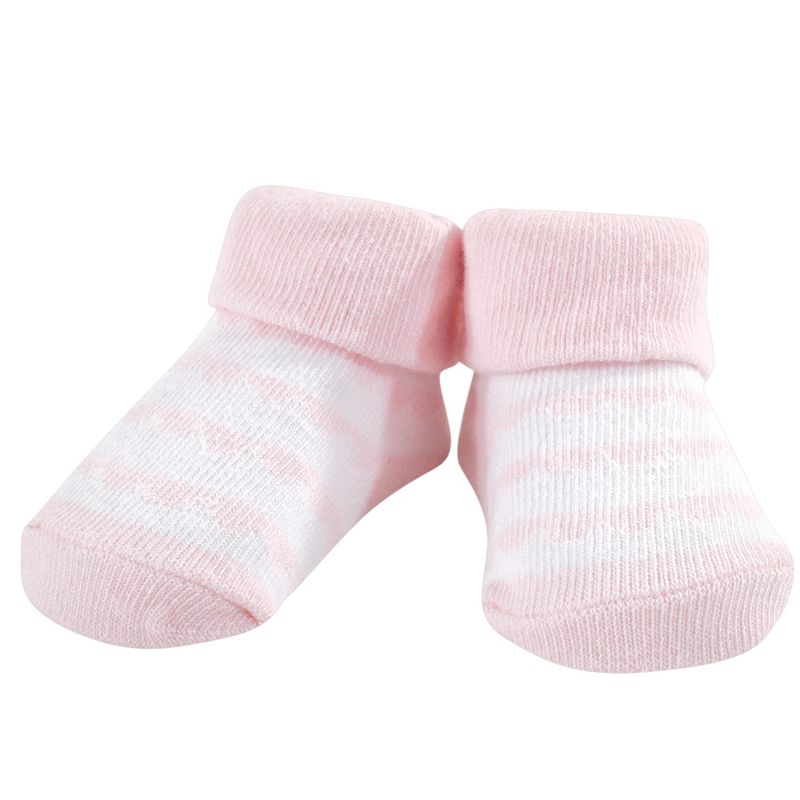 Hudson Baby Infant Girl Cotton Bib and Sock Set 5pk, Hip Bunny, One Size, 6 of 8